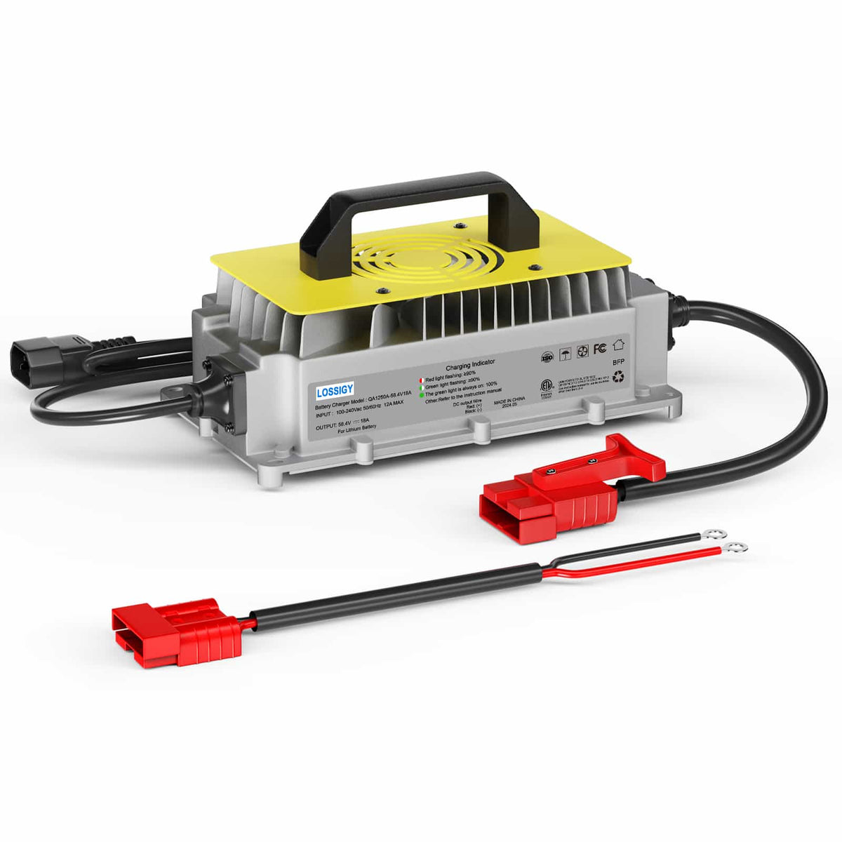 48V 18A Lithium Battery Charger, 58.4VGolf Cart Charger,Trickle Charger with Cooling Fan, Efficient and Fast Charging, IP65 Waterproof