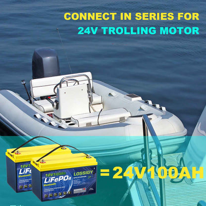 LOSSIGY 12V100AH-Bt LiFePO4 Lithium Battery, Group 31 Deep Cycle Battery