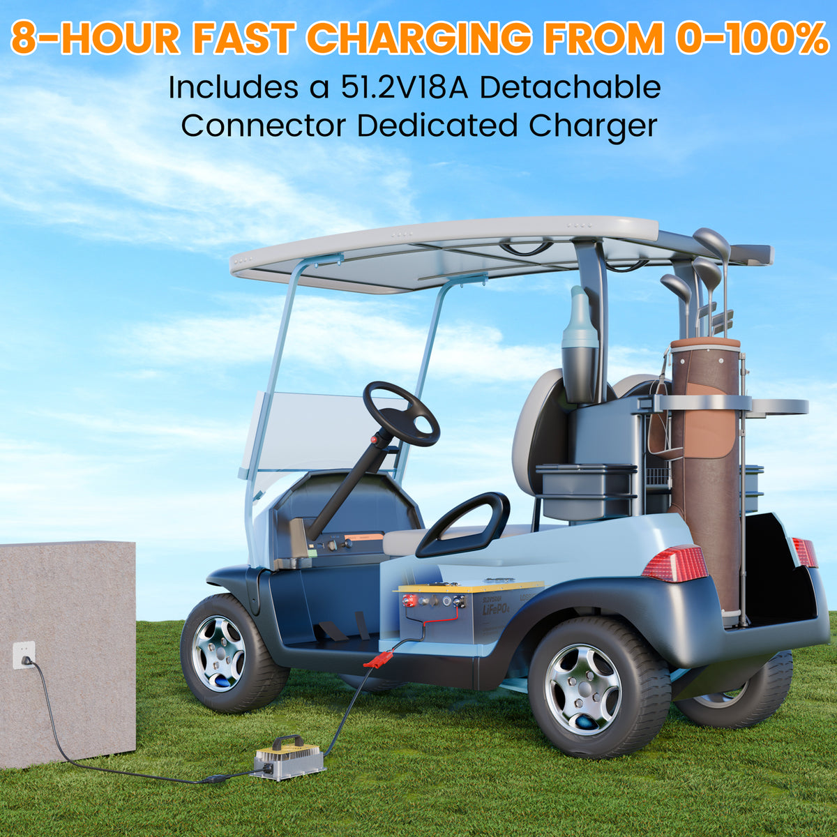 LOSSIGY 48V150AH Lithium Battery Golf Cart Conversion Kit with Charger&Monitor