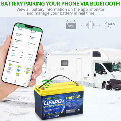 LOSSIGY 12V100AH-Bt LiFePO4 Lithium Battery, Group 31 Deep Cycle Battery
