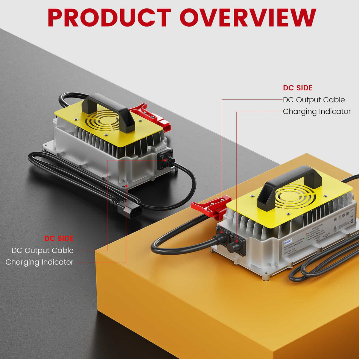 48V 18A Lithium Battery Charger, 58.4VGolf Cart Charger,Trickle Charger with Cooling Fan, Efficient and Fast Charging, IP65 Waterproof