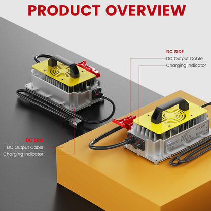 48V 18A Lithium Battery Charger, 58.4VGolf Cart Charger,Trickle Charger with Cooling Fan, Efficient and Fast Charging, IP65 Waterproof
