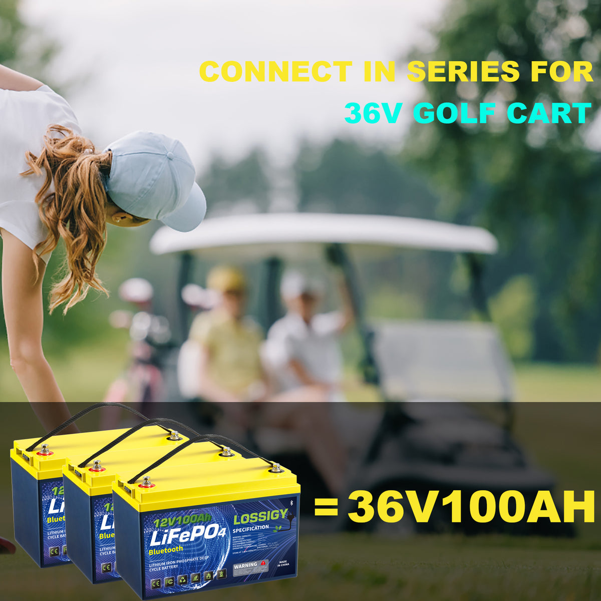 LOSSIGY 12V100AH-Bt LiFePO4 Lithium Battery, Group 31 Deep Cycle Battery