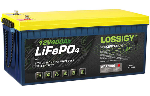 LOSSIGY 12V 400Ah LiFePO4 Battery, 5120Wh Deep Cycle Lithium Battery for RV, Solar & Marine