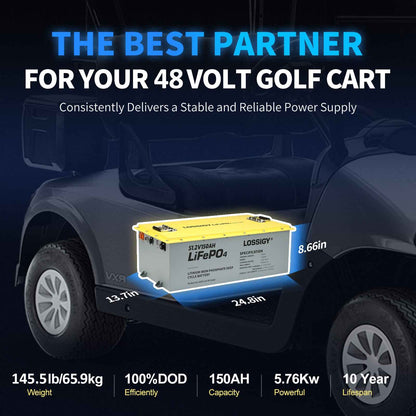 LOSSIGY 48V150AH Lithium Battery Golf Cart Conversion Kit with Charger&Monitor