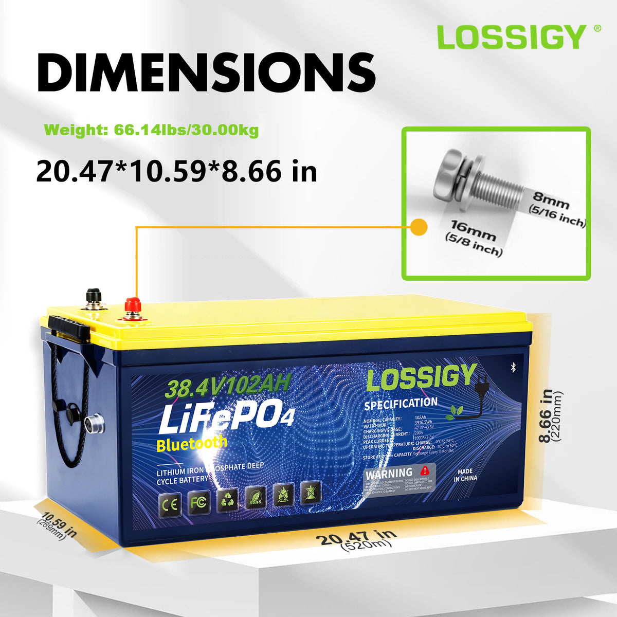 LOSSIGY - 36V102AH Lithium Battery Golf Cart Conversion Kit with 25A Charger