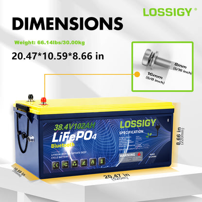 LOSSIGY - 36V102AH Lithium Battery Golf Cart Conversion Kit with 25A Charger