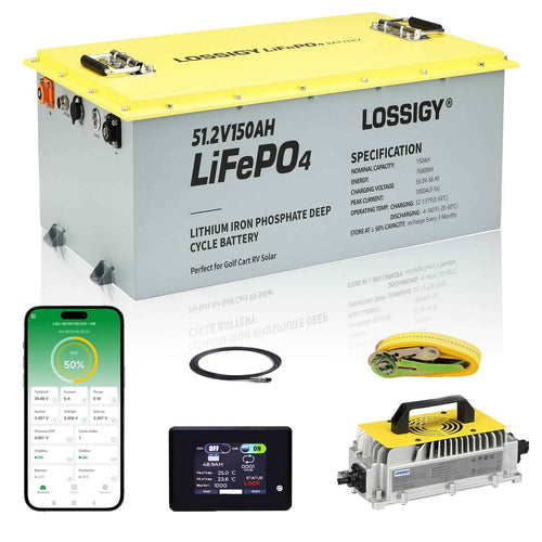 LOSSIGY 48V150AH Lithium Battery Golf Cart Conversion Kit with Charger&Monitor